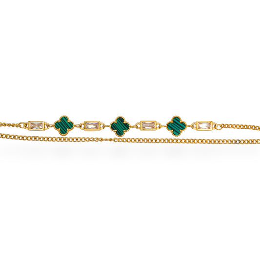 PULSERA DOBLE TRÉBOL VERDE