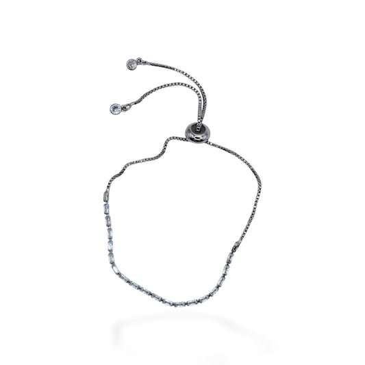 PULSERA PLATEADA ZIRCONIAS RECTANGULARES AJUSTE