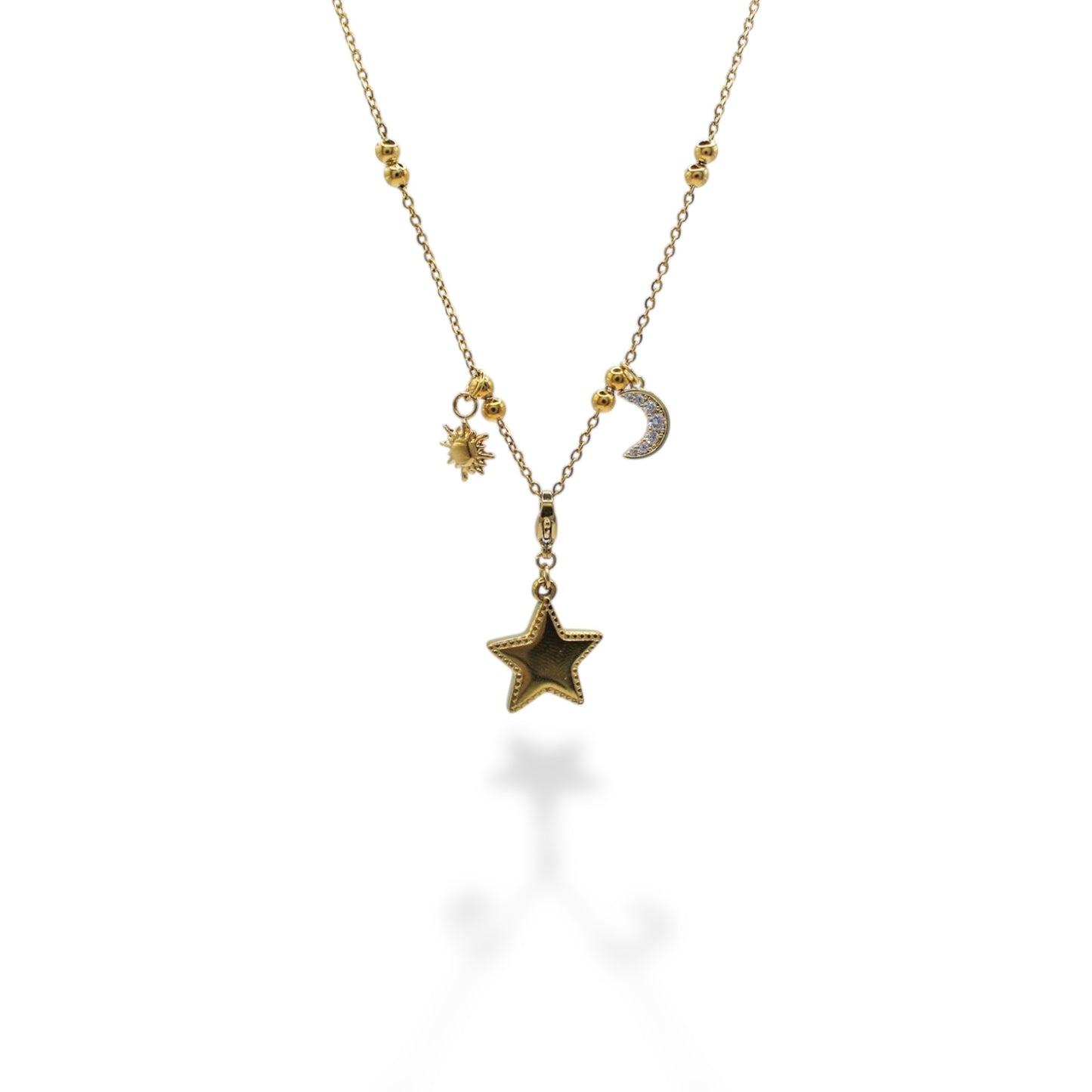 COLLAR ESTRELLA CHUNKY SOL Y LUNA ZIRCONIAS