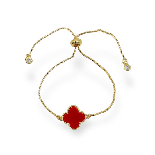 PULSERA TRÉBOL ROJO