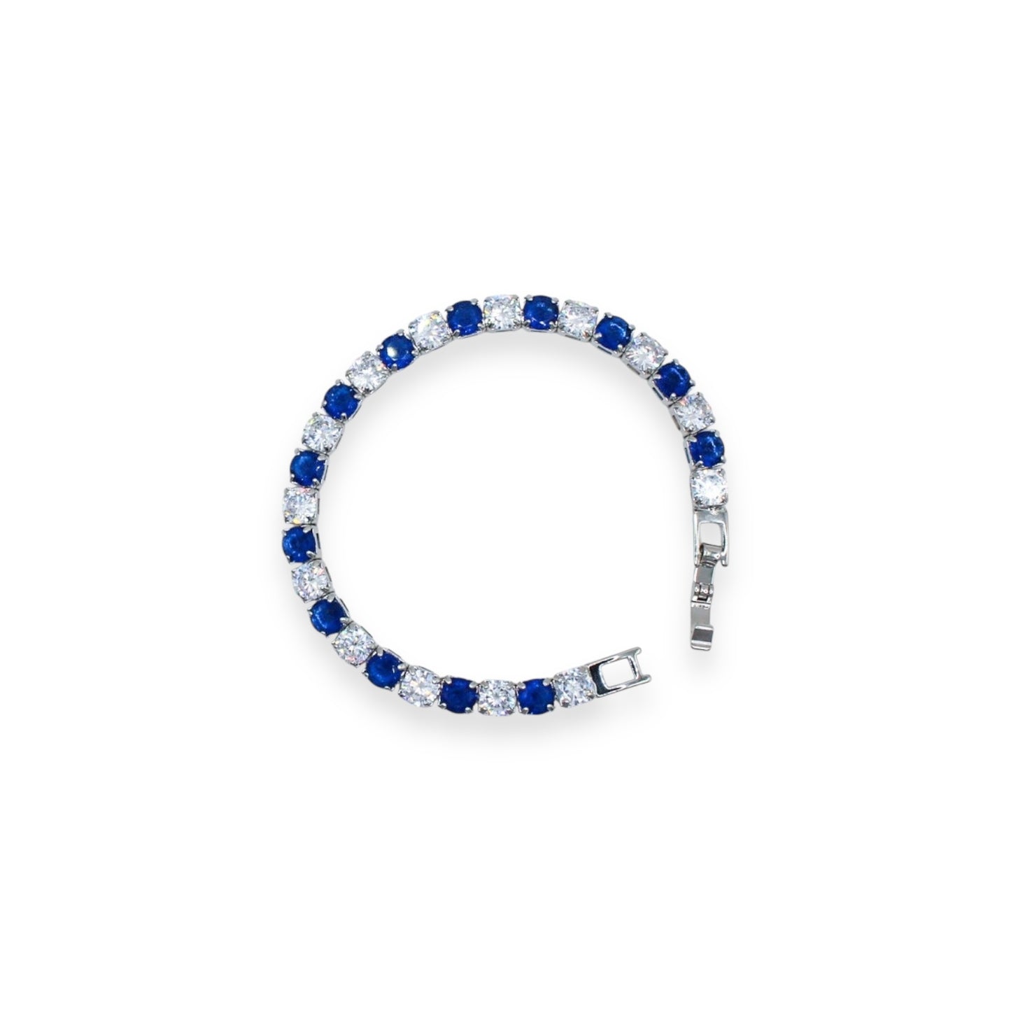 PULSERA ZIRCONIAS AZULES CON BLANCAS