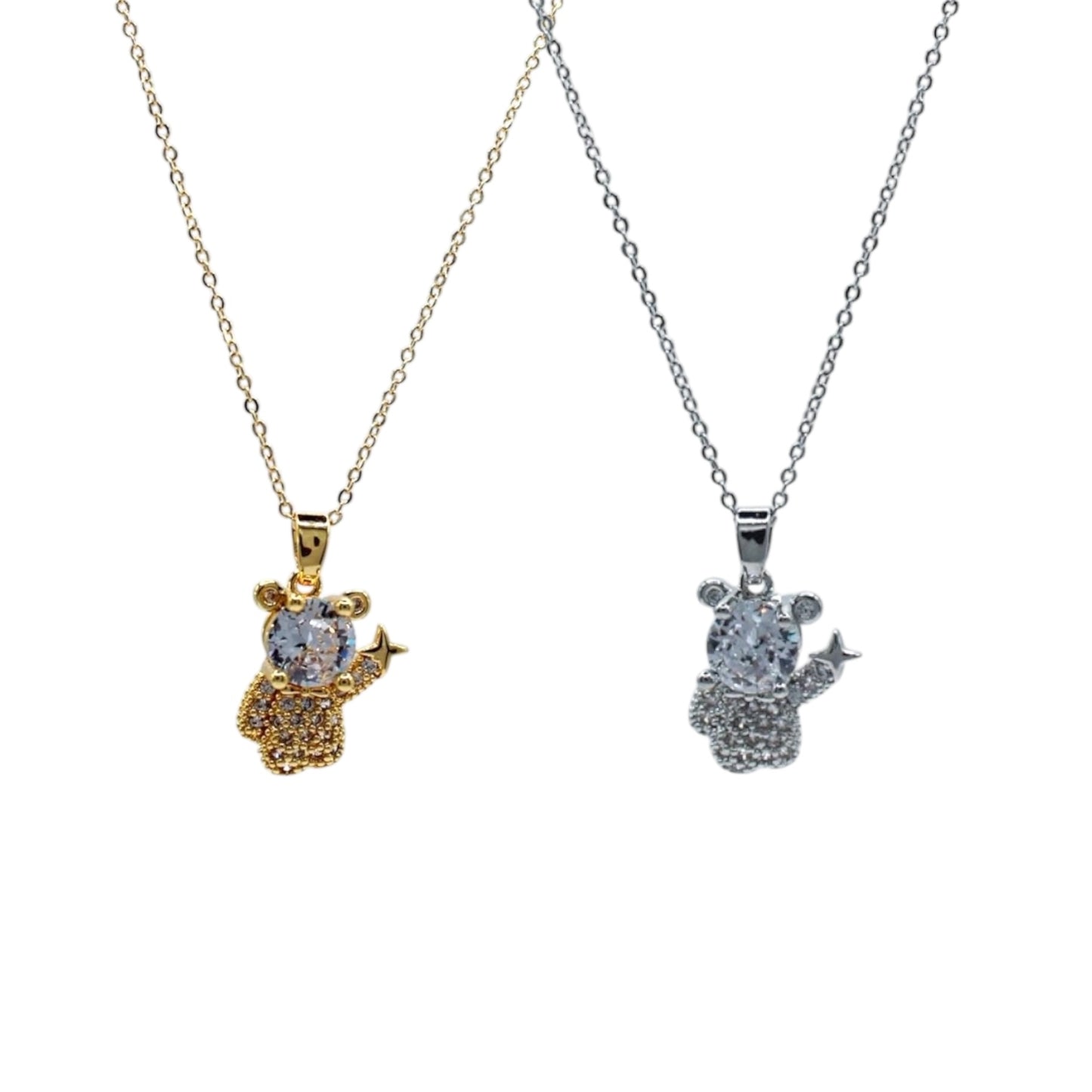 COLLAR OSITO CABEZA ZIRCONIA BLANCA