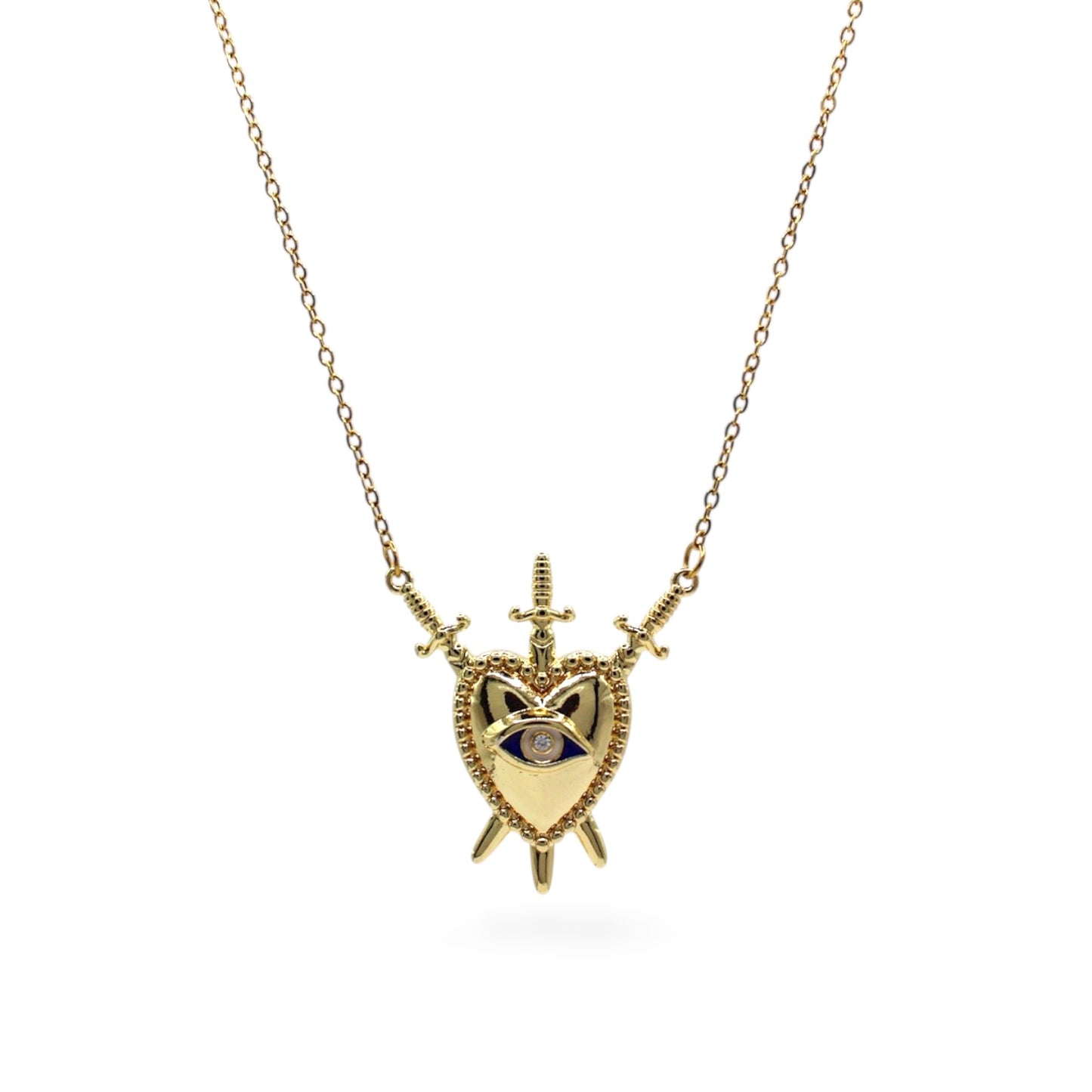COLLAR CORAZÓN LISO CON DAGAS