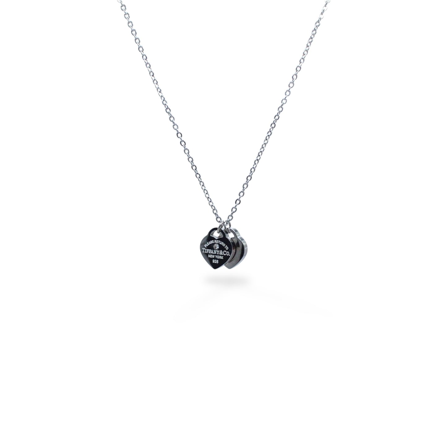 COLLAR PLATEADO TIFFANY CORAZON DOBLE