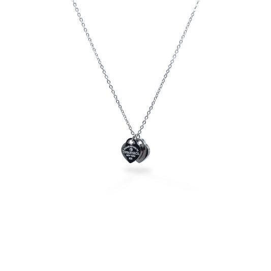 COLLAR PLATEADO TIFFANY CORAZON DOBLE
