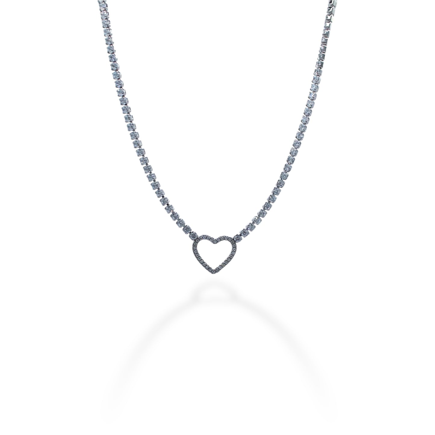 COLLAR ZIRCONIAS CON CORAZÓN SILUETA
