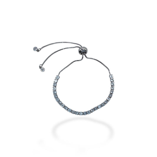 PULSERA PLATEADA ZIRCONIAS GRANDES AJUSTE
