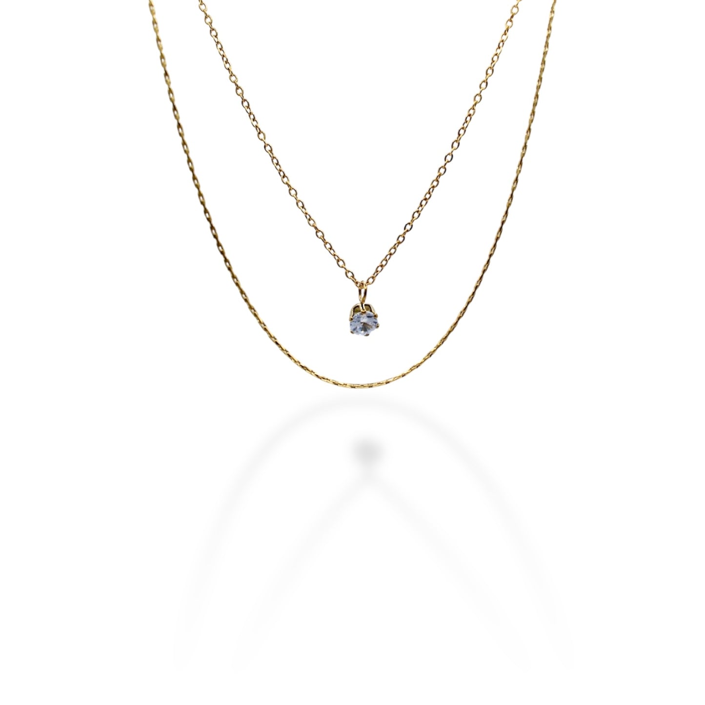 COLLAR DOBLE PLANCHADO Y ZIRCONIA