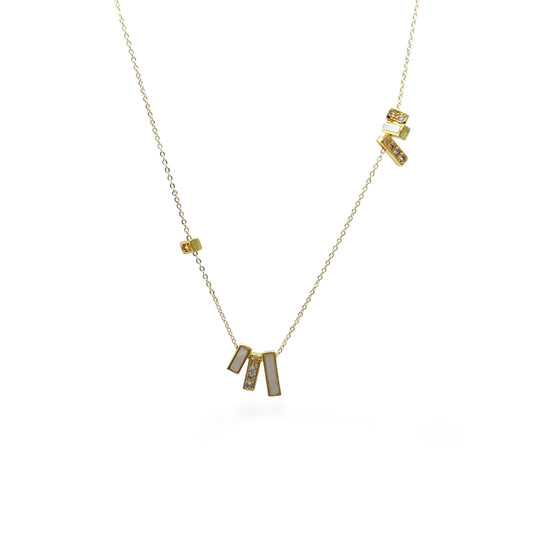 COLLAR TRES BARRAS CON ZIRCONIAS Y LISAS