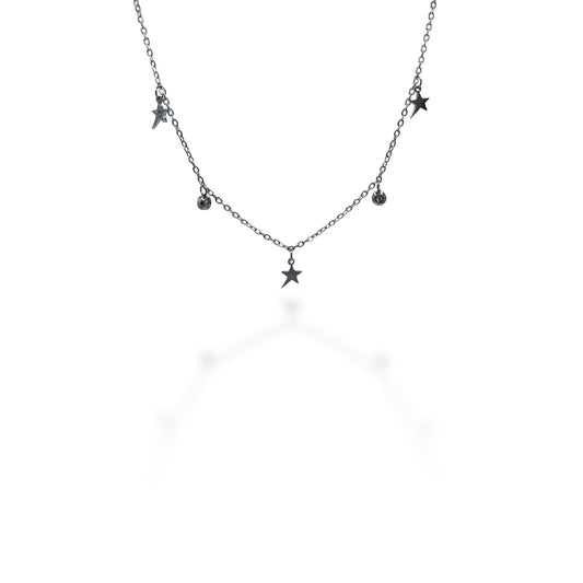COLLAR PLATEADO ESTRELLA PICUDA Y ZIRCONIAS