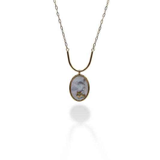 COLLAR CIRCULO APERLADO CON ESTRELLA