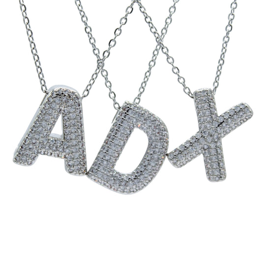 INICIAL PLATEADA LETRA CHUNKY BRILLOS