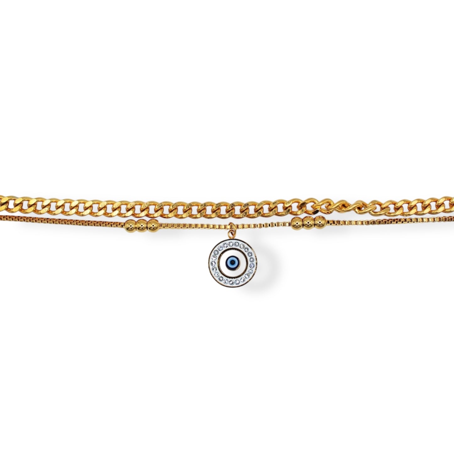 PULSERA DOBLE OJO. ZIRCONIAS AZULES