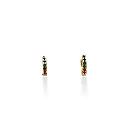 ARRACADAS ZIRCONIAS AZUL VERDE Y ROJA