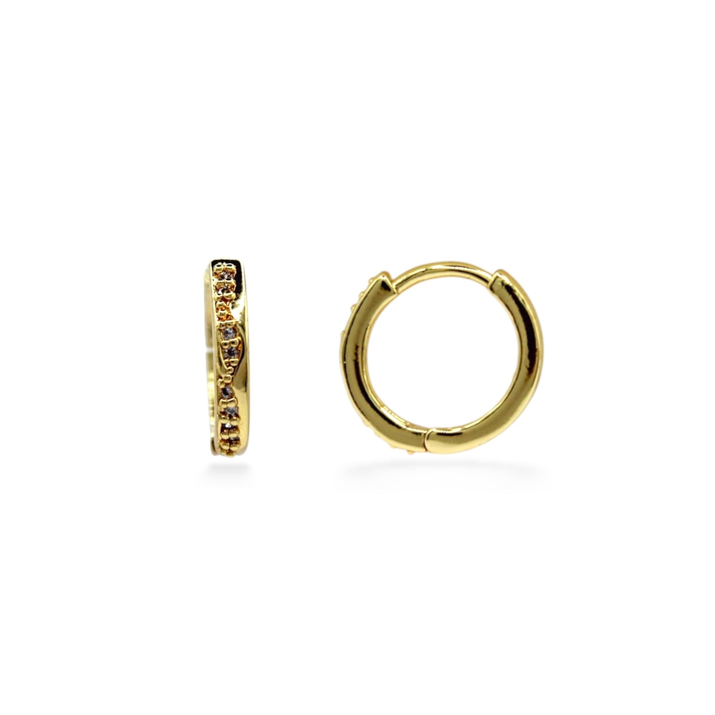 ARRACADAS BANDA CON ZIRCONIAS MITAD LISA