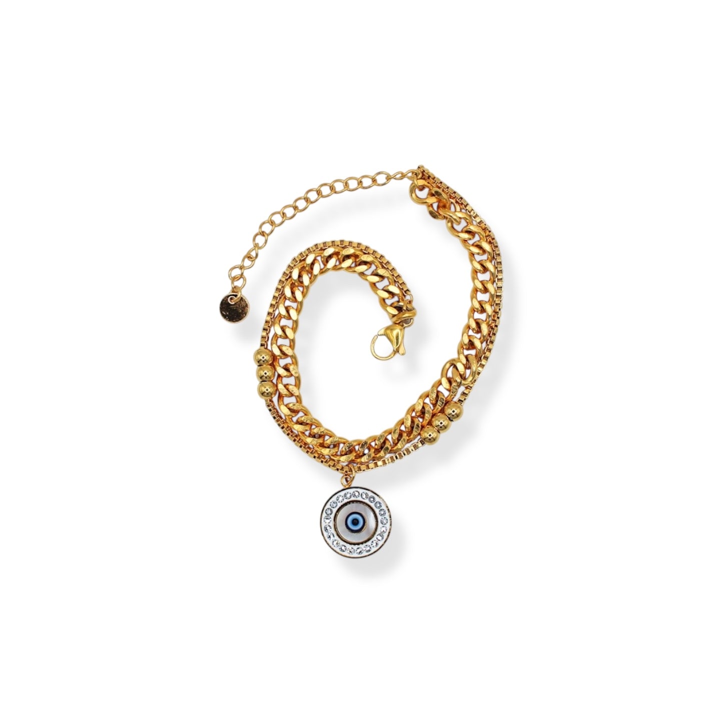 PULSERA DOBLE OJO. ZIRCONIAS AZULES