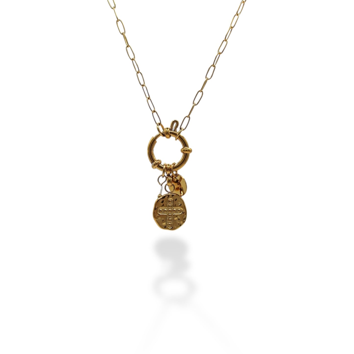 COLLAR CIRCULO CRUZ Y CHARMS