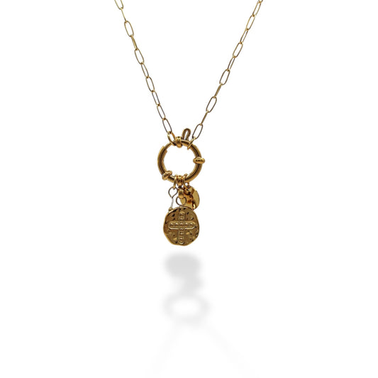 COLLAR CIRCULO CRUZ Y CHARMS