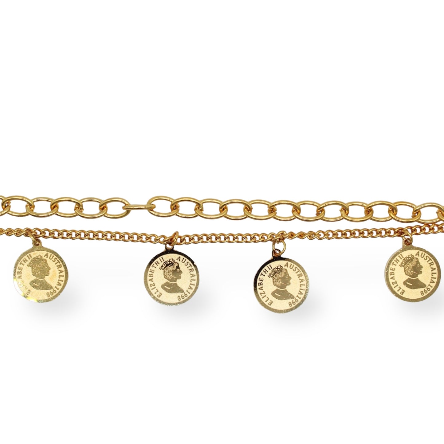 PULSERA DOBLE CON DIJES DE MONEDA