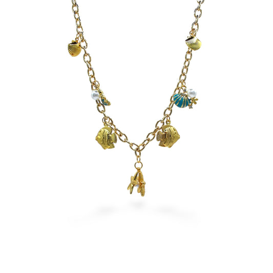 COLLAR DIJES MAR, CONCHA, PEZ Y ESTRELLA DE MAR