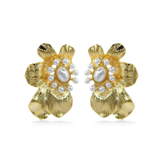 ARETES MITAD FLOR CENTRO PERLAS