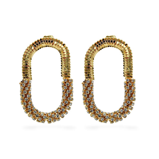 ARETES OVALADOS MITAD ZIRCONIAS