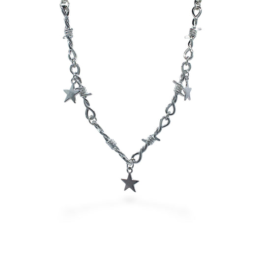 COLLAR PLATEADO ESTRELLAS LISAS