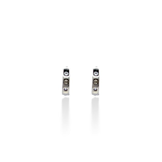 ARRACADA PLATEADA CHICA ZIRCONIA Y CIRCULO