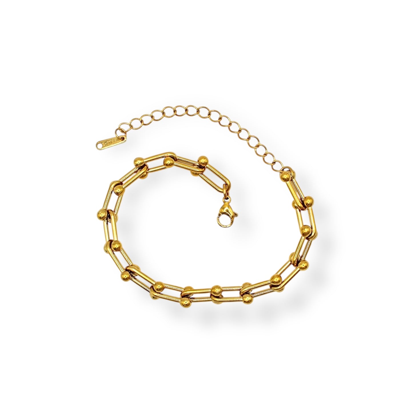 PULSERA U CON BOLITAS LISAS