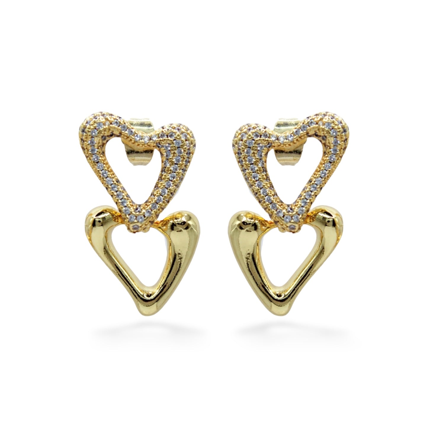 ARETES CORAZÓN LISO CON CORAZÓN ZIRCONIAS