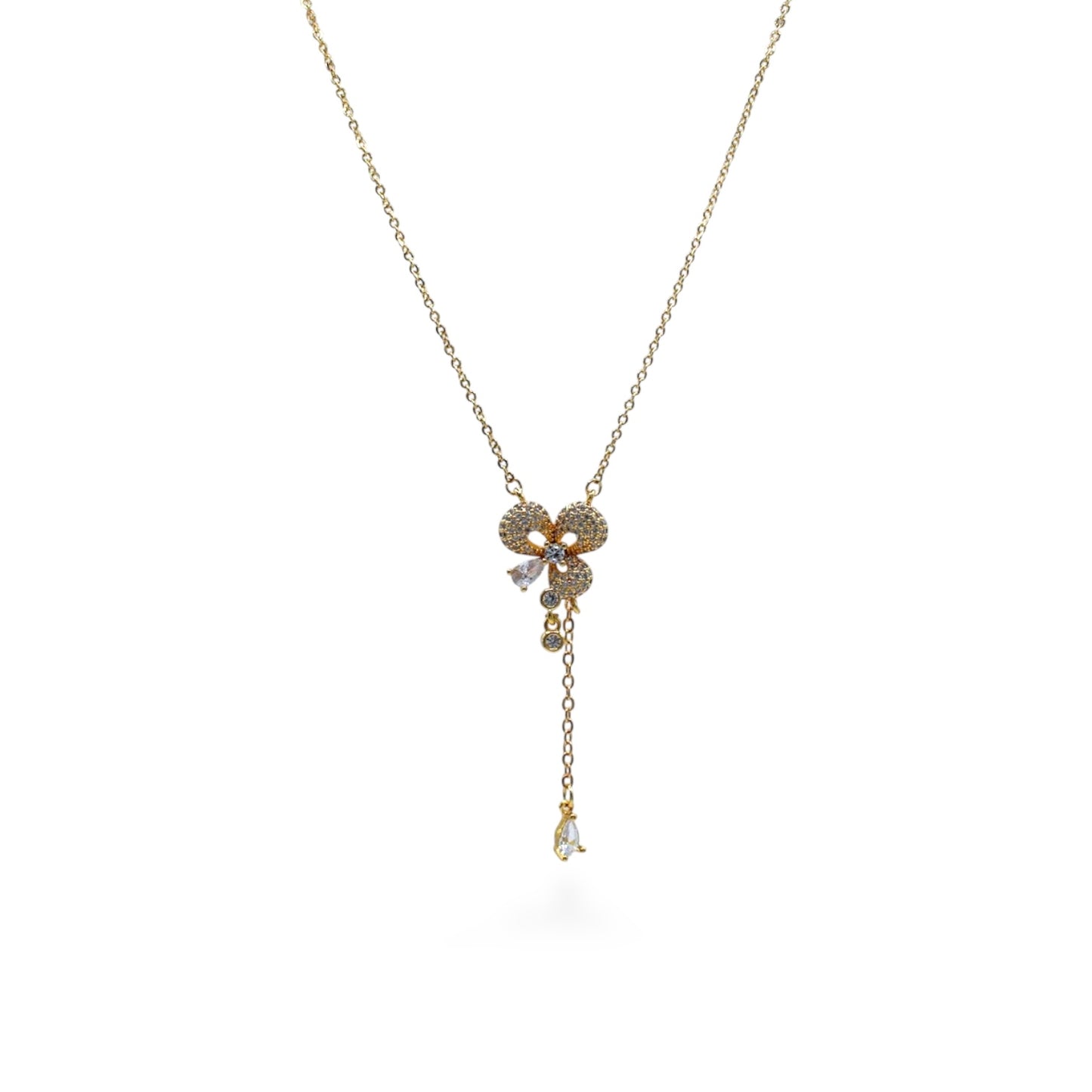 COLLAR FLOR TRES PÉTALOS CON ZIRCONIA COLGANTE