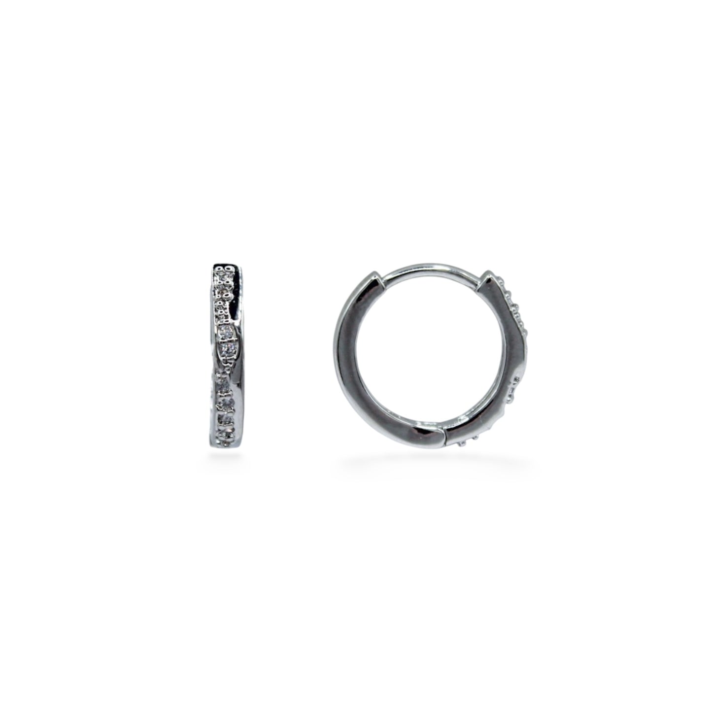 ARRACADAS BANDA CON ZIRCONIAS MITAD LISA