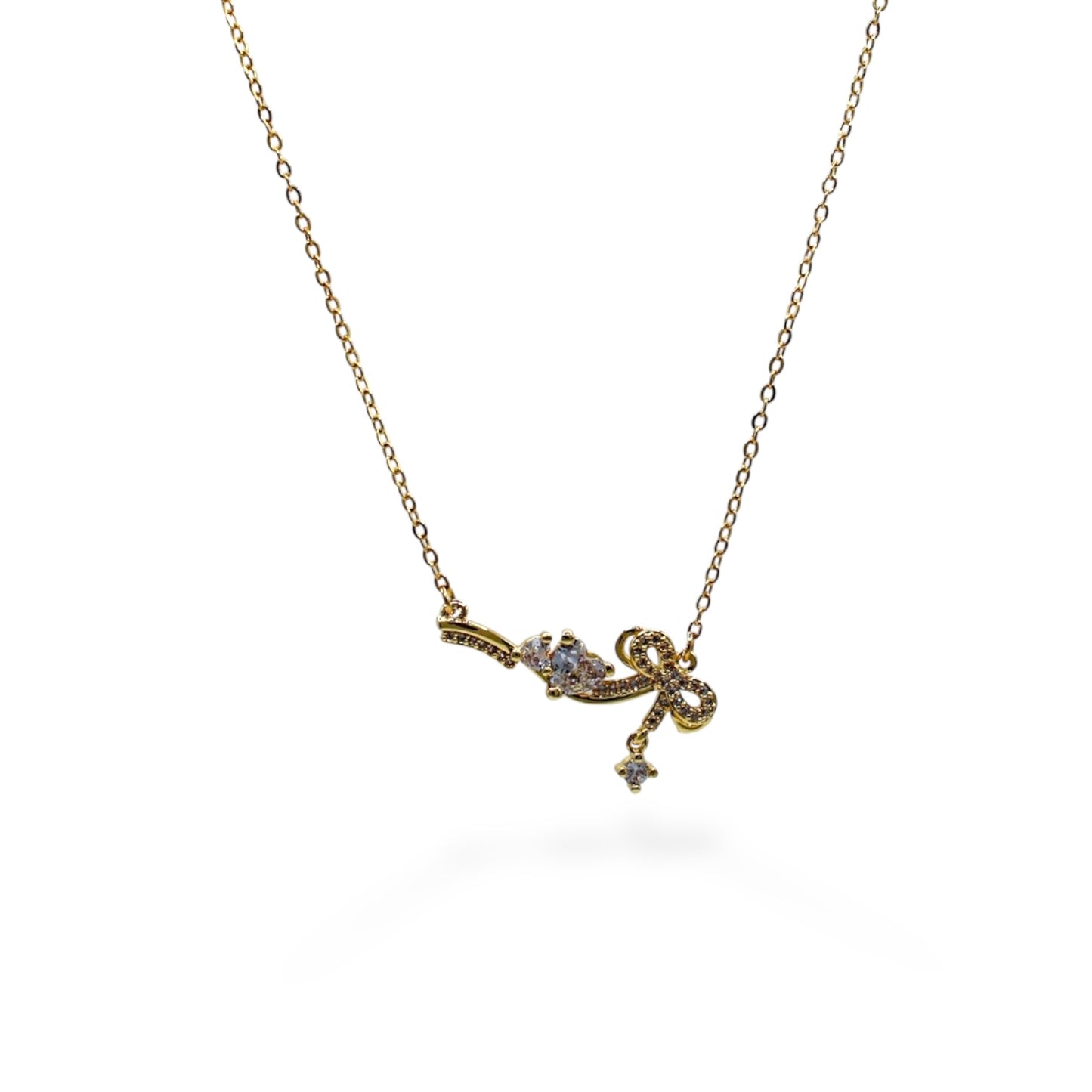 COLLAR MOÑO CON ZIRCONIAS Y DESTELLO COLGANTE