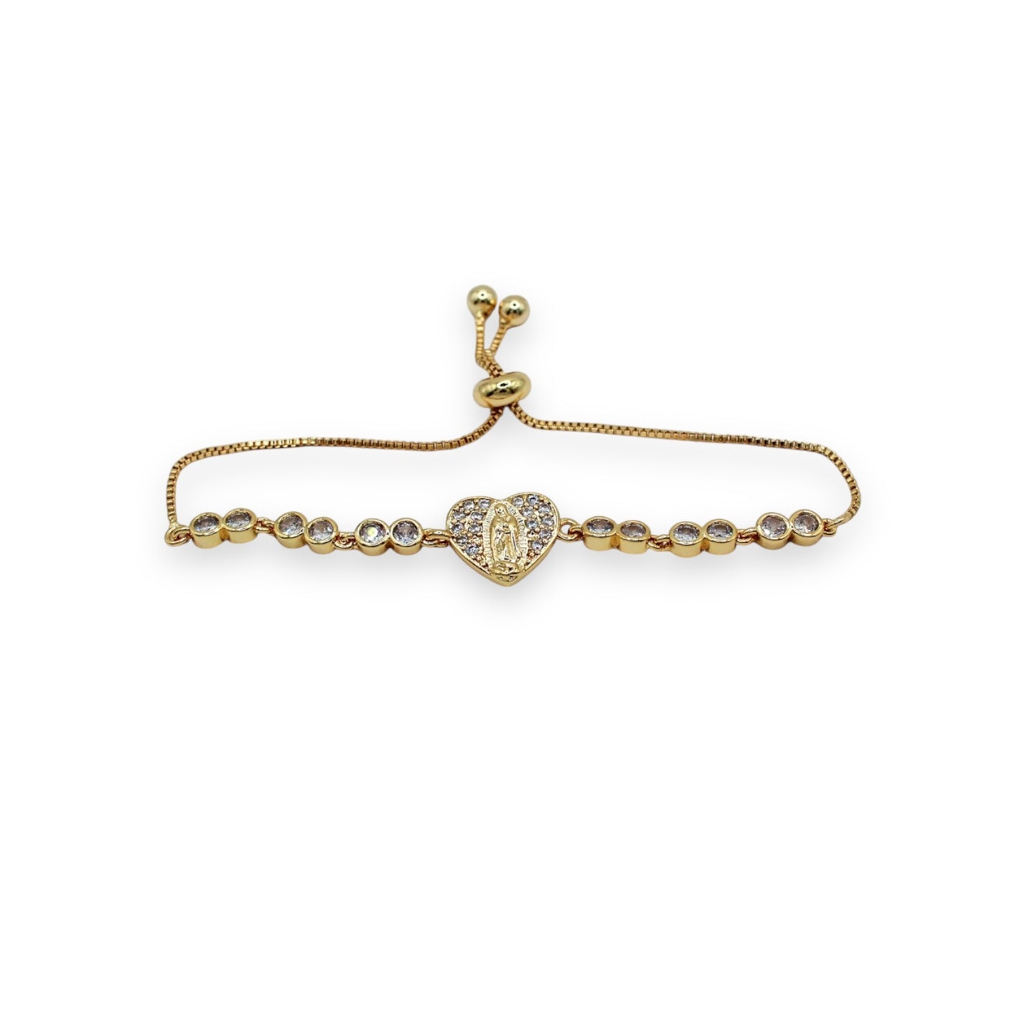 PULSERA CORAZÓN VIRGEN ZIRCONIAS