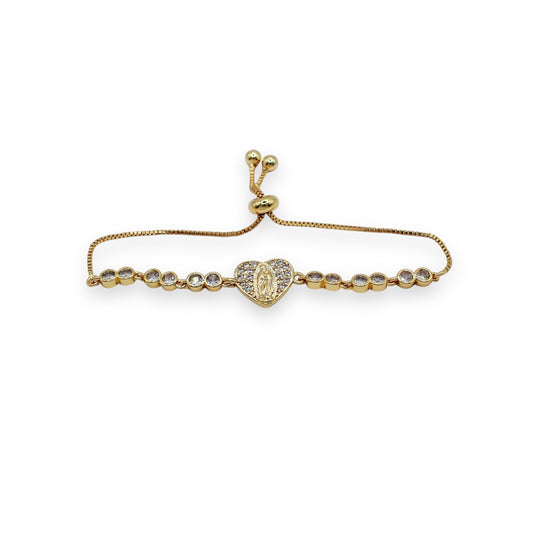 PULSERA CORAZÓN VIRGEN ZIRCONIAS