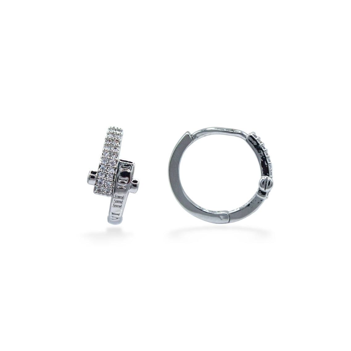 ARRACADAS PLATEADAS BANDA SEPARADA CON ZIRCONIAS