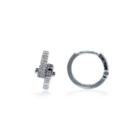 ARRACADAS PLATEADAS BANDA SEPARADA CON ZIRCONIAS