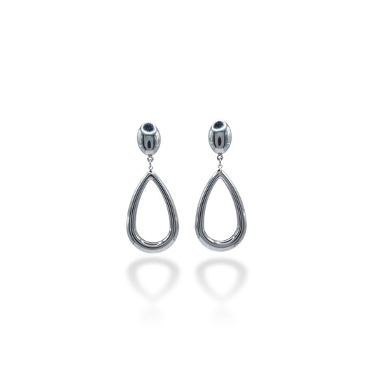 ARETE PLATEADO HUEVITO Y GOTA COLGANTE SILUETA