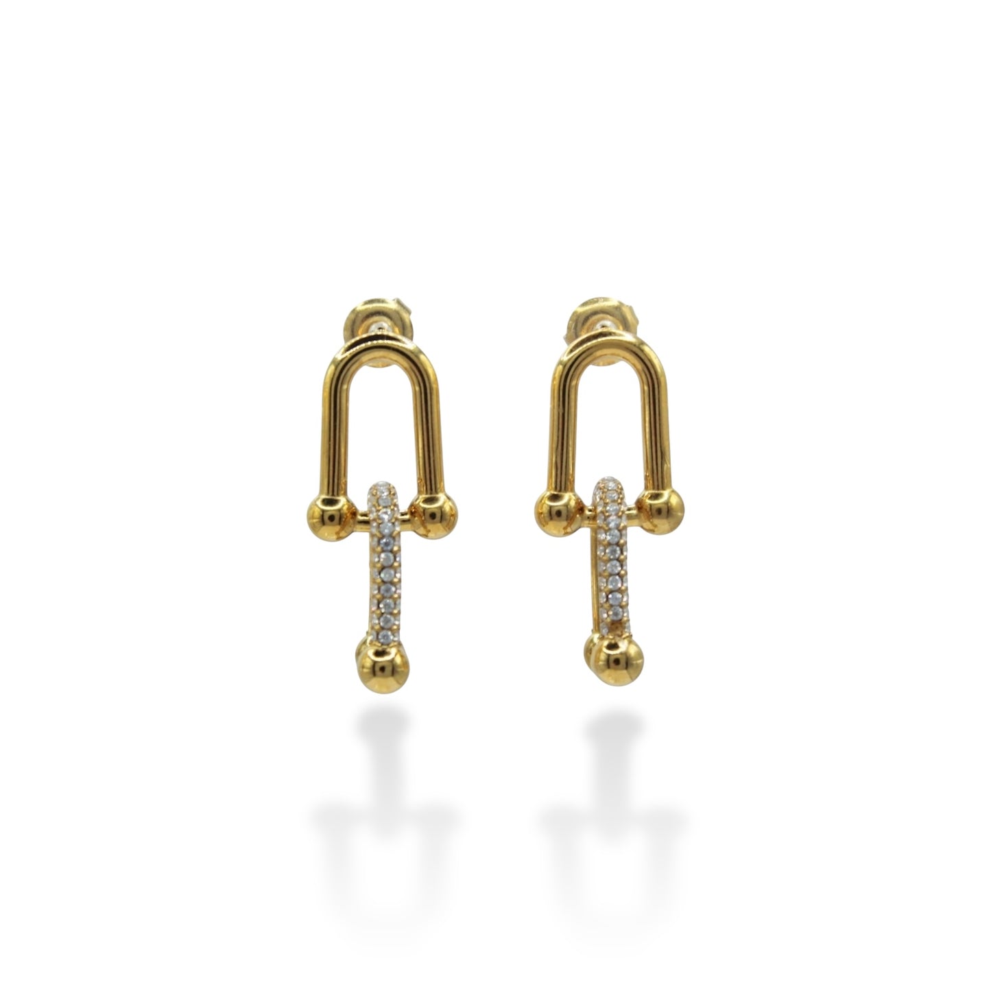 ARETES TIPO CADENA LISA Y ZIRCONIA