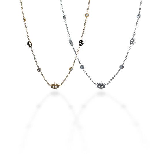 COLLAR OJO ZIRCONIAS Y ZIRCONIAS BLANCAS