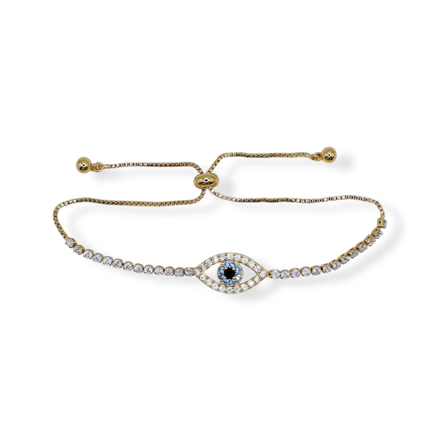 PULSERA OJO ZIRCONIAS BLANCAS Y AZUL