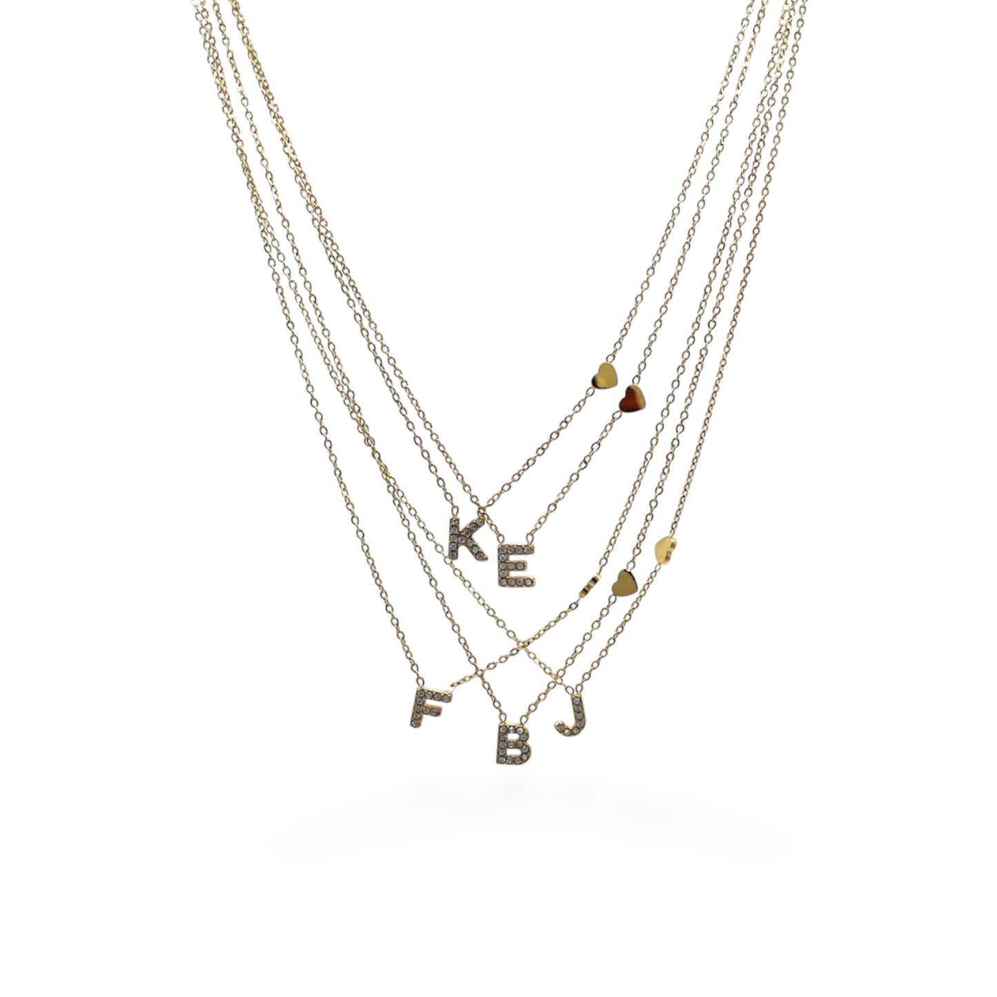 COLLAR INICIAL ZIRCONIAS CON CORAZON LISO