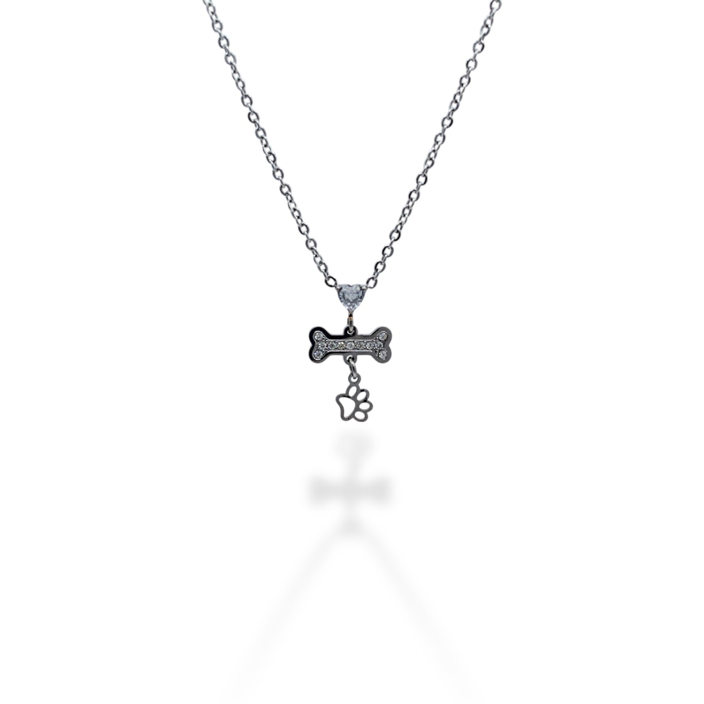 COLLAR ZIRCONIA HUESO CON ZIRCONIAS Y HUELLA