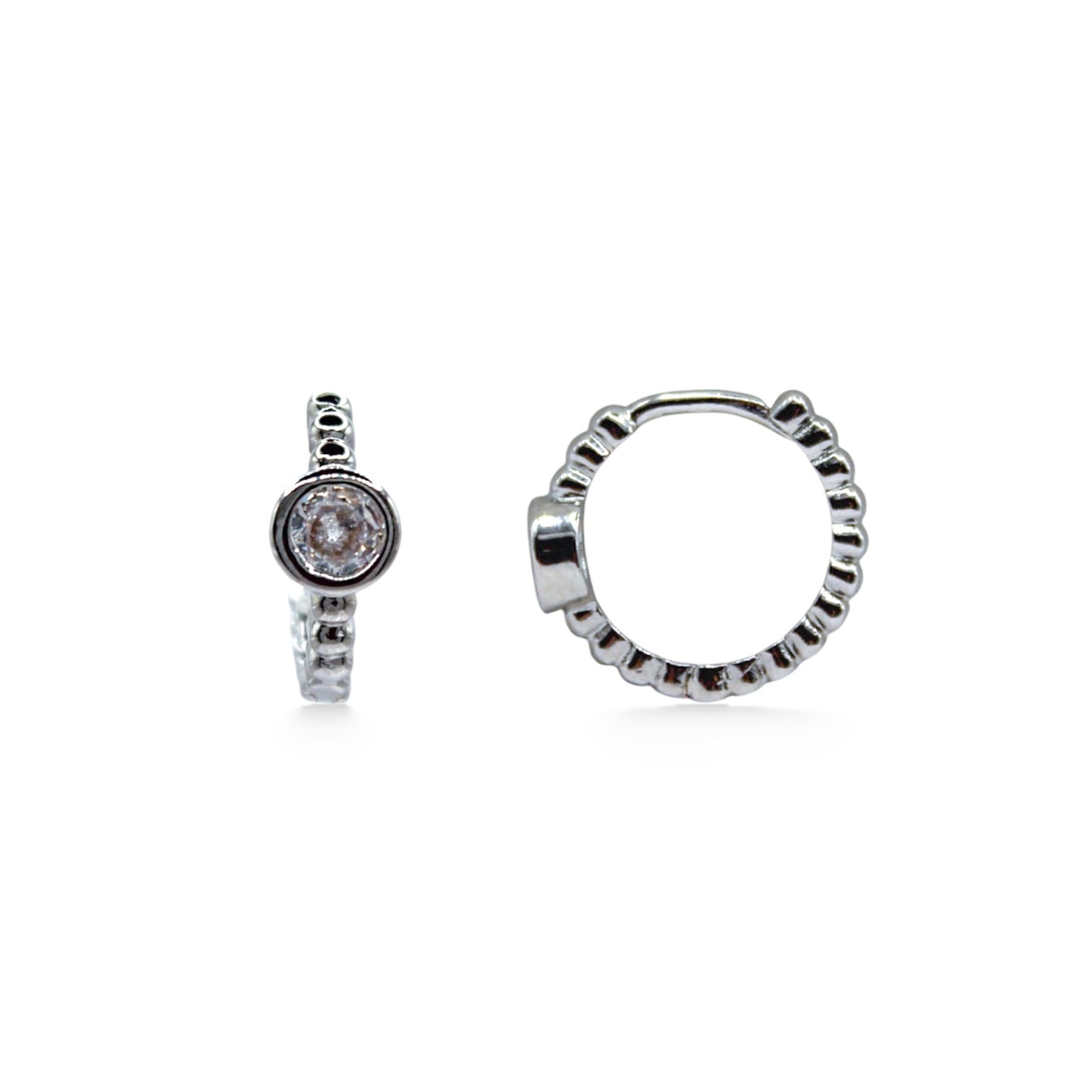 ARRACADAS ZIRCONIA REDONDA BICELADA EN EL CENTRO