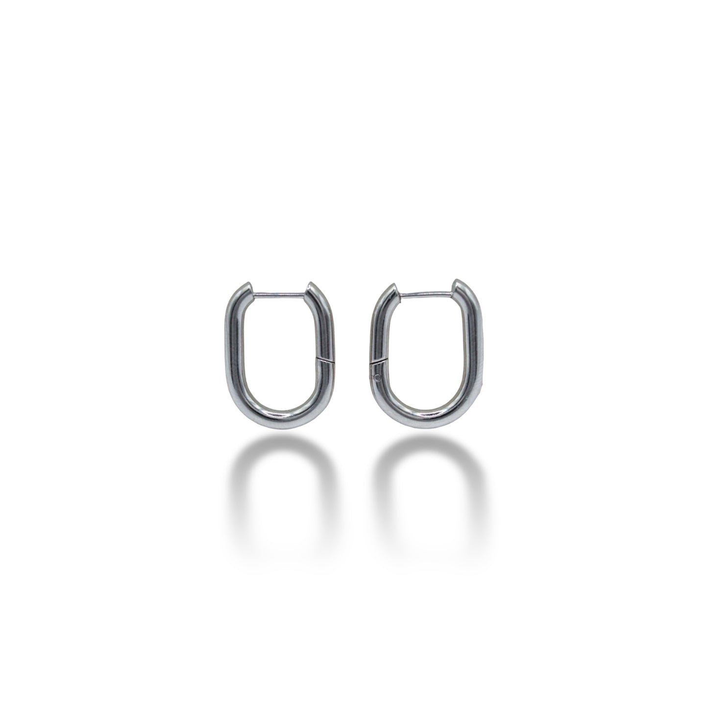 ARRACADA PLATEADA SEMI CUADRADO LISA CHUNKY