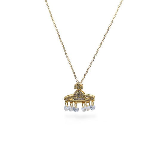 COLLAR SATURNO CON ZIRCONIAS COLGANTES