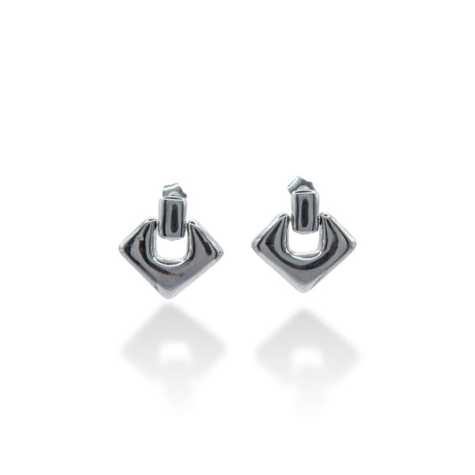 ARETE PLATEADO RECTANGULO CON TRIANGULO CHUNKY