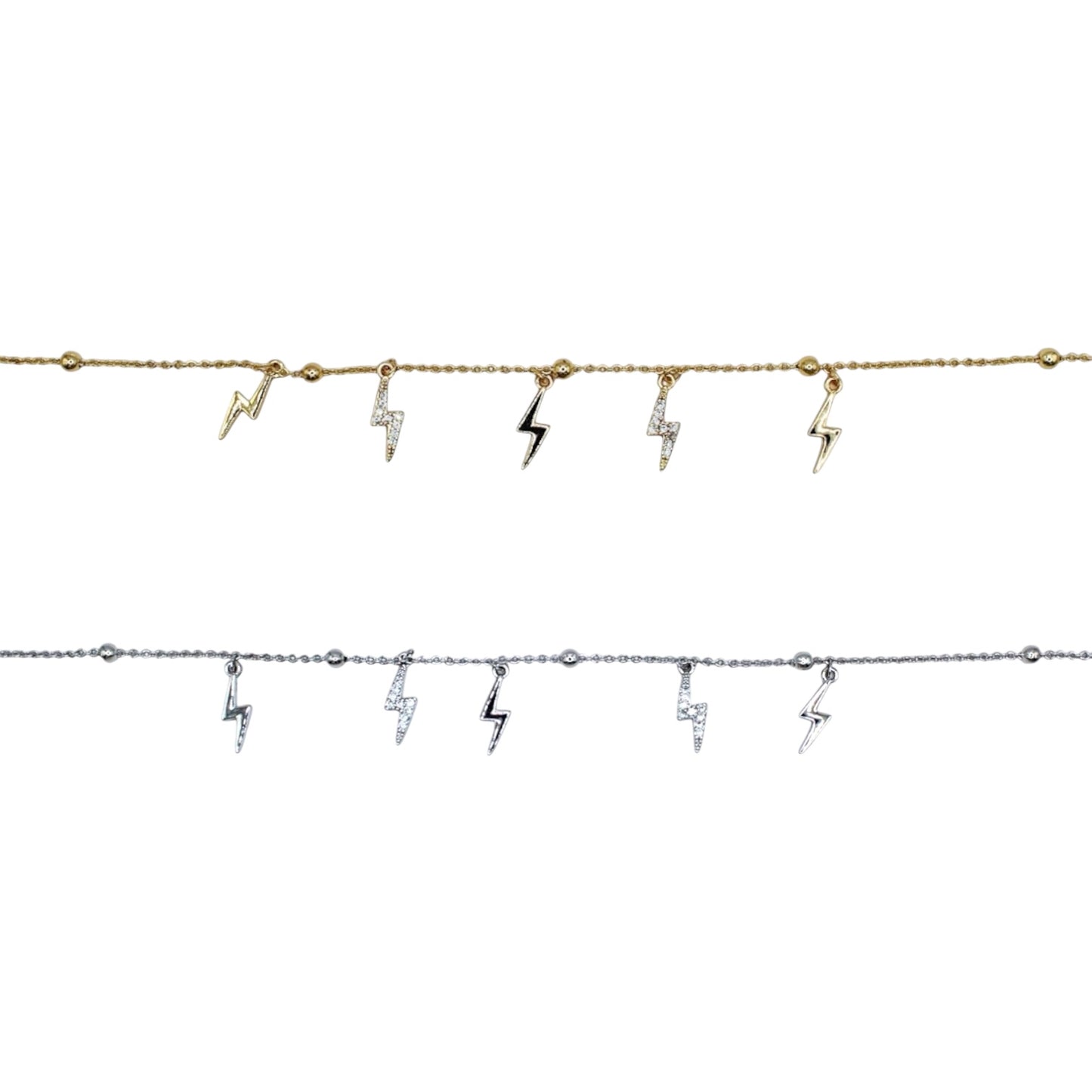 TOBILLERA PLATEADA RAYOS LISOS Y CON ZIRCONIAS