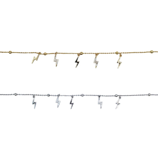 TOBILLERA PLATEADA RAYOS LISOS Y CON ZIRCONIAS