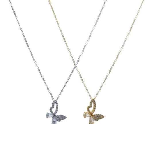 COLLAR MARIPOSA MITAD SILUETA CON ZIRCONIAS